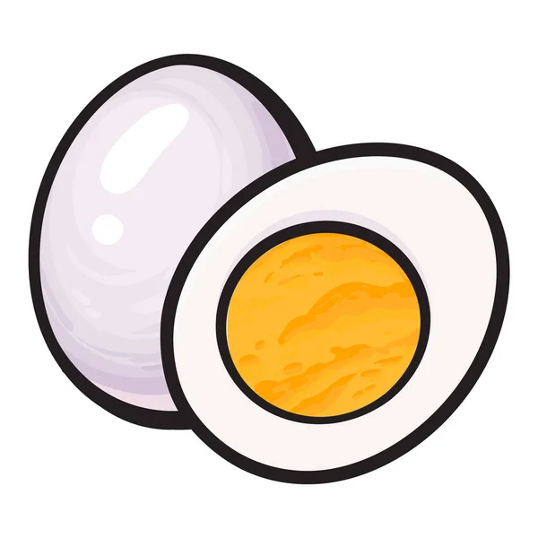 삶은, 껍질을 벗 겨 닭고기 계란, 전체, 반으로 잘라 — 스톡 벡터
