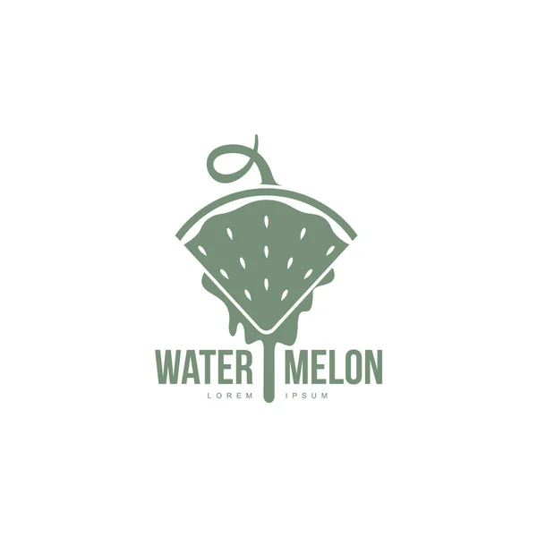 Logo-Vorlage mit Seitenansicht der stilisierten dreieckigen Wassermelonenscheibe — Stockvektor