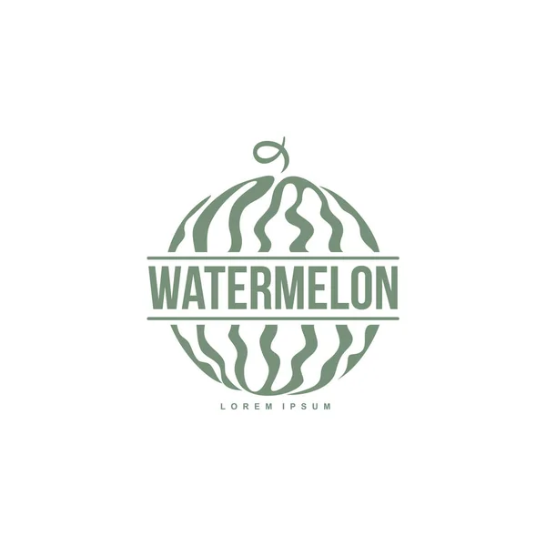 Logo-Vorlage mit Seitenansicht der stilisierten gestreiften Wassermelone — Stockvektor