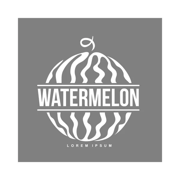 Logo-Vorlage mit Seitenansicht der stilisierten gestreiften Wassermelone — Stockvektor