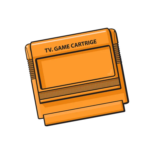 Картридж для телевизионной игры в пластиковом оранжевом корпусе 90-х годов — стоковый вектор