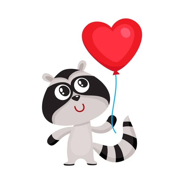 Balon w kształcie słodkie i Śmieszne szop, trzymając czerwony serce — Wektor stockowy