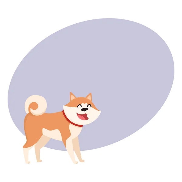 Mignon sourire Akita Inu personnage de chien, illustration vectorielle de dessin animé isolé — Image vectorielle