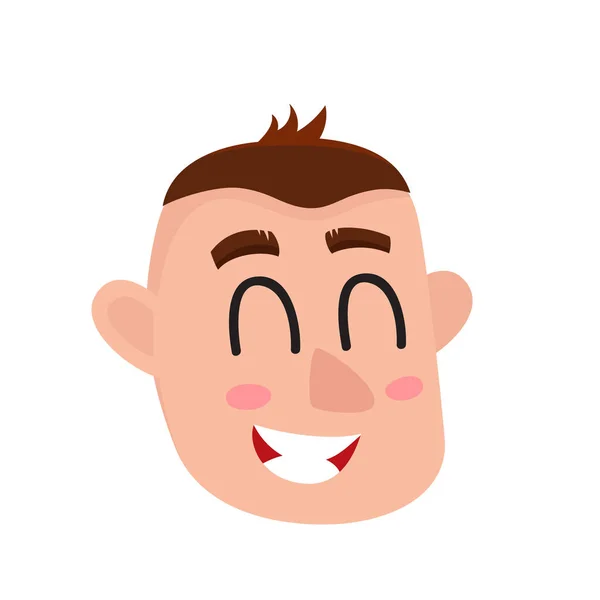 Joven cara de hombre, riendo expresión facial — Vector de stock