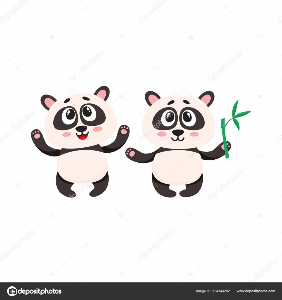 引き上げた足を 2 つのかわいい幸せな赤ちゃんパンダ文字 ストックベクター C Sabelskaya