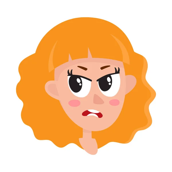 Όμορφη ξανθιά μαλλιά γυναίκα, οργισμένη έκφραση του προσώπου — Διανυσματικό Αρχείο