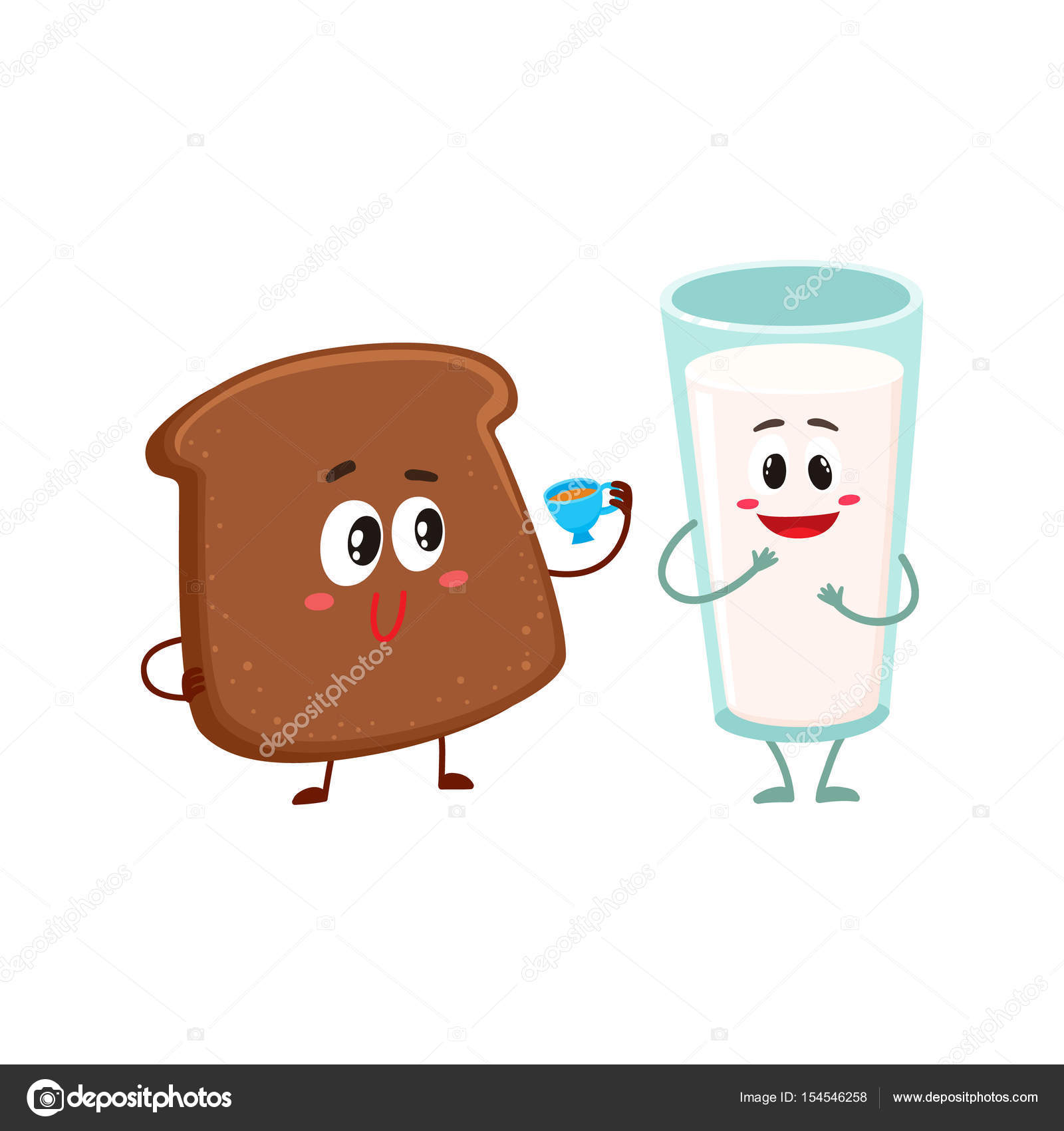 Funny dark, brown bread slice and milk glass characters Stock Vector Image by ©Sabelskaya #154546258 Funny dark, brown bread slice and milk glass characters Stock Vector Image by ©Sabelskaya #154546258