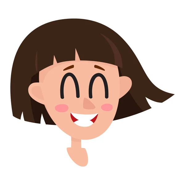 Jolie femme aux cheveux bruns foncés, expression faciale riante — Image vectorielle