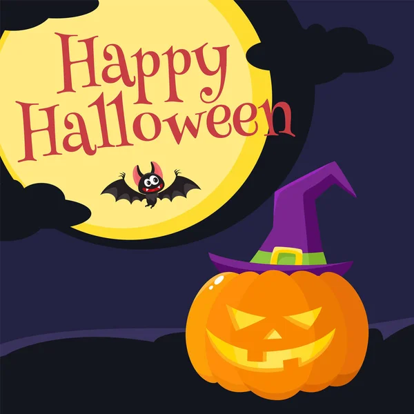 Feliz tarjeta de felicitación de Halloween, póster, diseño de pancarta con caldero hirviendo — Vector de stock