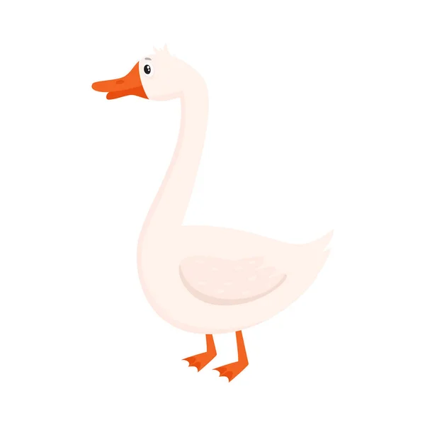 Cute and funny white farm goose, isolated cartoon vector illustration — Stock Vector