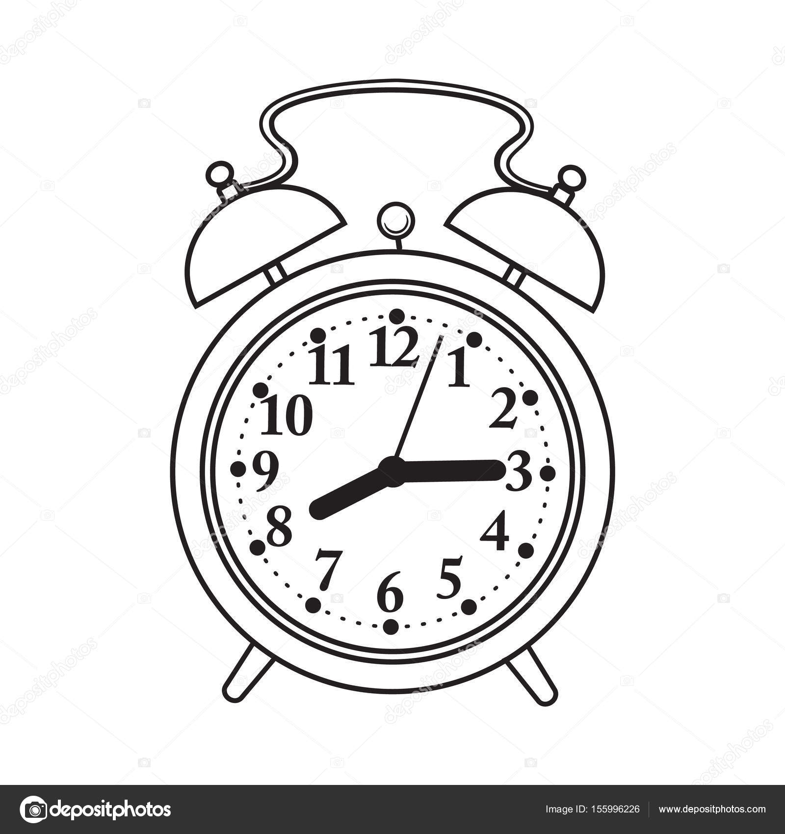Retro style analog alarm clock, sketch vector illustration Stock Vector by  ©Sabelskaya 155996226