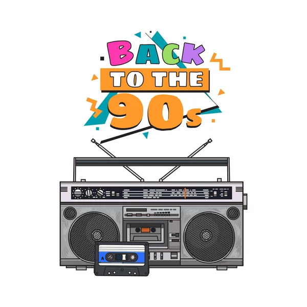 Enregistreur de bande audio de style rétro, boîte de boom ghetto des années 90 — Image vectorielle
