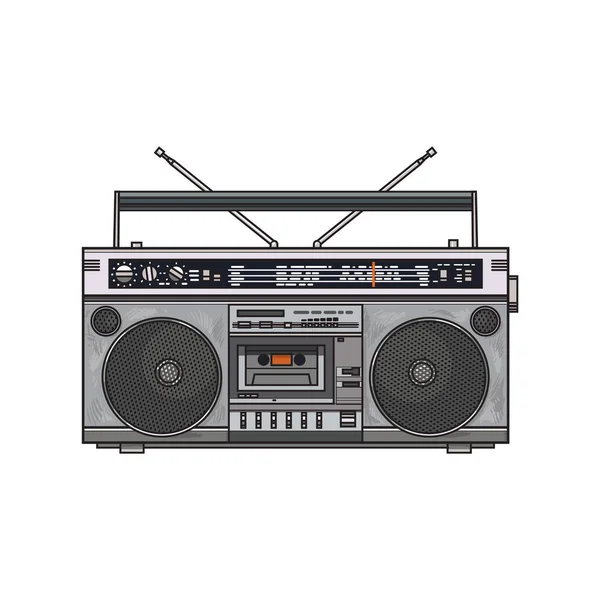 Audio-Recorder im Retro-Stil, Ghetto-Boom-Box aus den 90er Jahren — Stockvektor