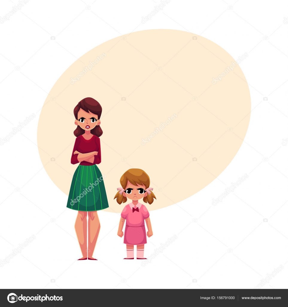 Young mother and little daughter standing with frowned, angry faces Stock  Vector Image by ©Sabelskaya #156791000
