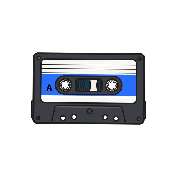 Cassete de áudio à moda antiga, fita dos anos 90, ilustração vetorial isolada — Vetor de Stock