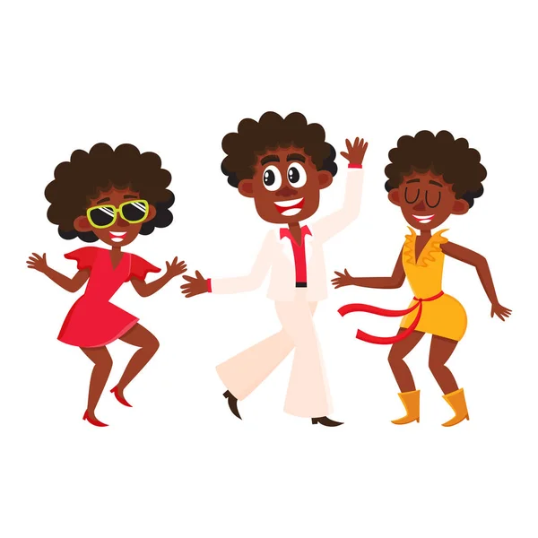 Люди, мужчины и женщины, танцующие на вечеринке ретро-диско — стоковый вектор