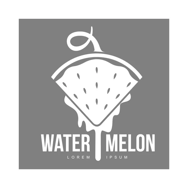 Logo-Vorlage mit Seitenansicht der stilisierten dreieckigen Wassermelonenscheibe — Stockvektor