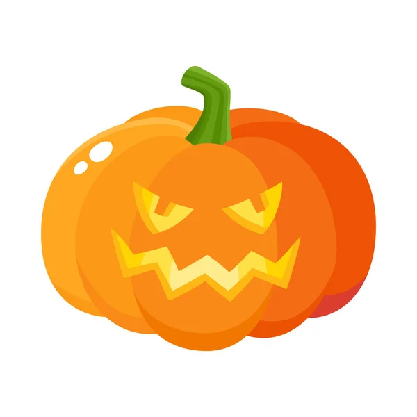 Riendo, sonriendo calabaza jack-o-linterna con dientes de vampiro, símbolo de Halloween — Vector de stock