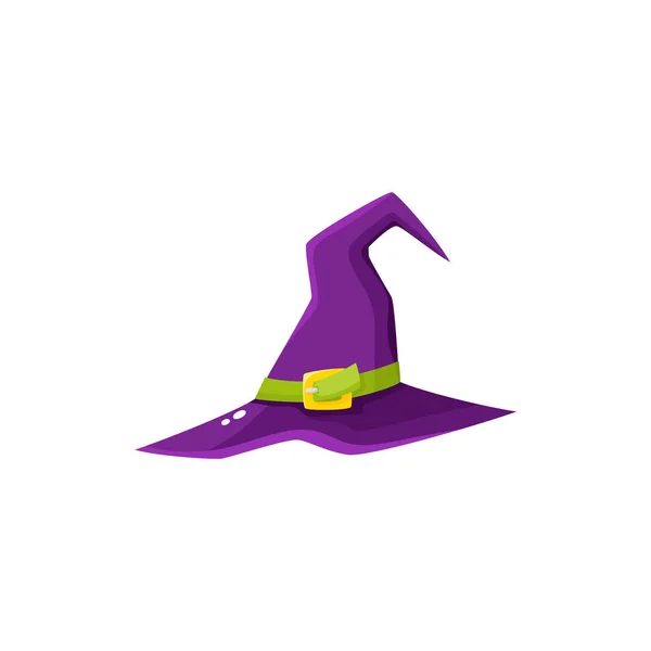 Bruxa roxa dos desenhos animados, chapéu apontado Wizrd, elemento de decoração de Halloween —  Vetores de Stock