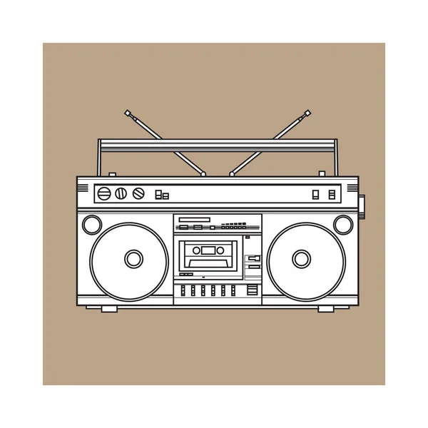 复古风格音频磁带录音机，贫民区音箱从 90 年代 — 图库矢量图片