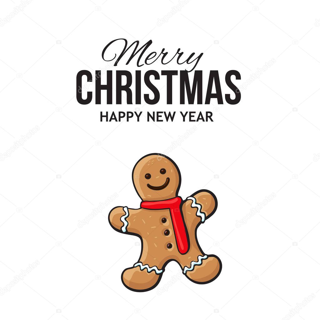 Christmas greeting card design with gingerman