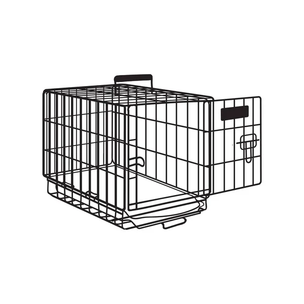 Metal wire cage, crate for pet, cat, dog transportation — Stock Vector