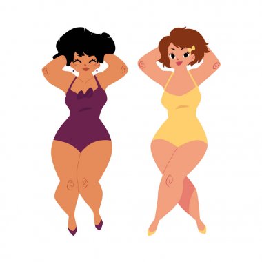 Tombul, düzgün vücutlu kadınlar, kızlar, artı boyutu modelleri takım elbise Yüzme içinde