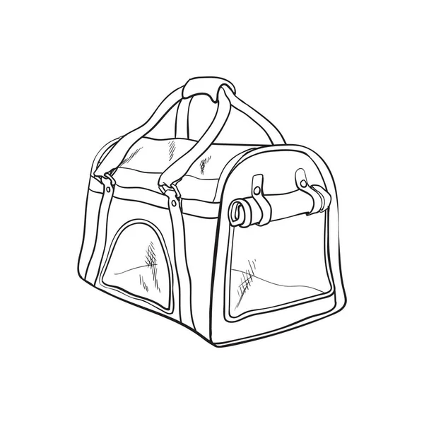 Transportador de tela de viaje para mascotas, bolsa para transportar gatos y perros — Vector de stock