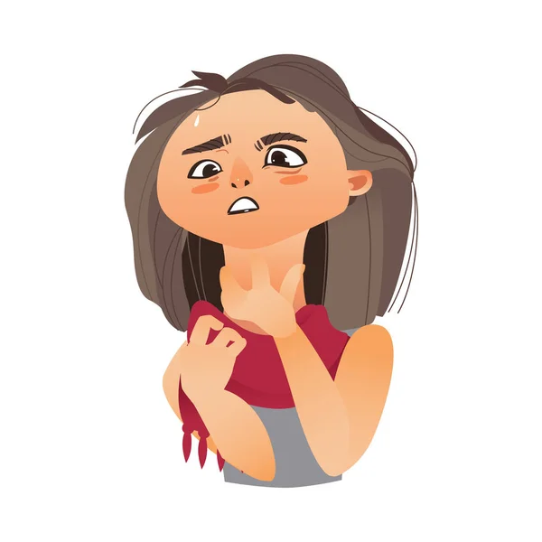 Mujer con dolor de garganta, gripe, gripe — Vector de stock