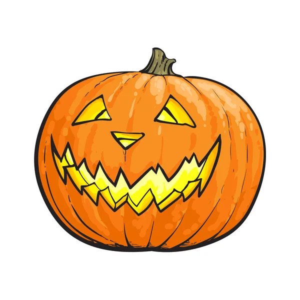 Jack o lanterne citrouille avec visage effrayant, symbole traditionnel d'Halloween — Image vectorielle