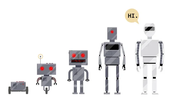 Εξέλιξη ρομπότ, στάδια της ανάπτυξης του android — Διανυσματικό Αρχείο