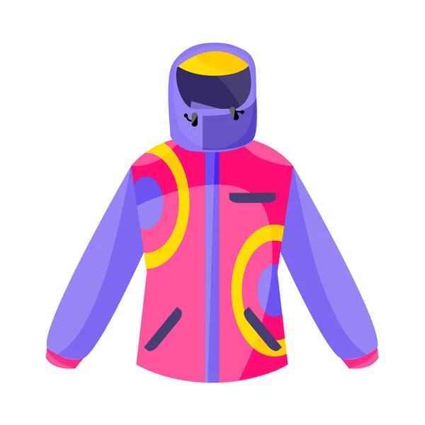 Schi, drumeții, sport de iarnă în jos jacheta, stil plat vector ilustrare — Vector de stoc