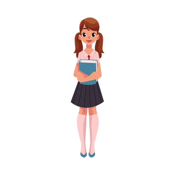 Студентка, девушка с хвостиками в школьной форме — стоковый вектор