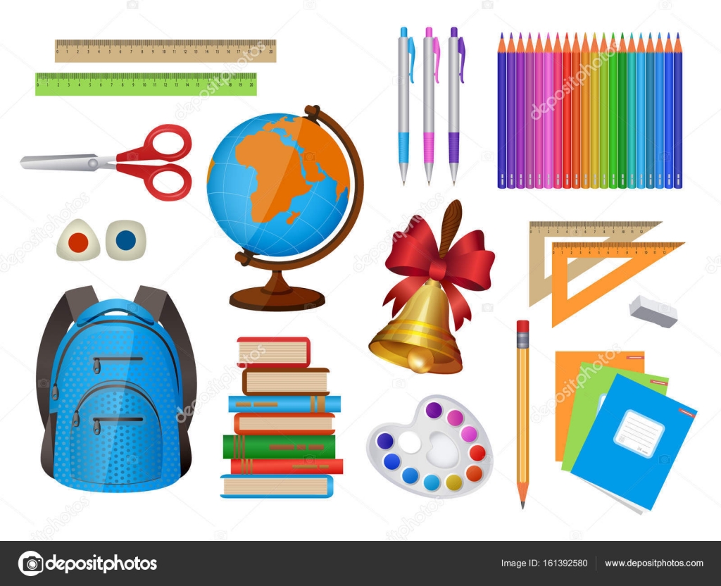 Set of school items, isolated vector illustration Stock Vector Image by