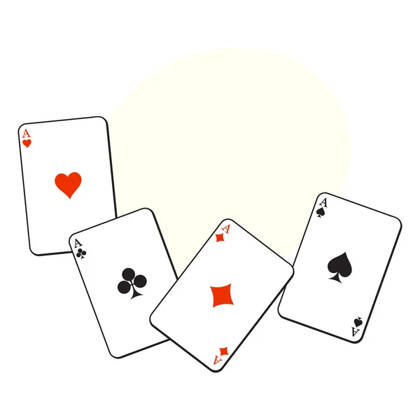 Conjunto de corações, espadas, tacos e diamantes ás cartas de jogo — Vetor de Stock