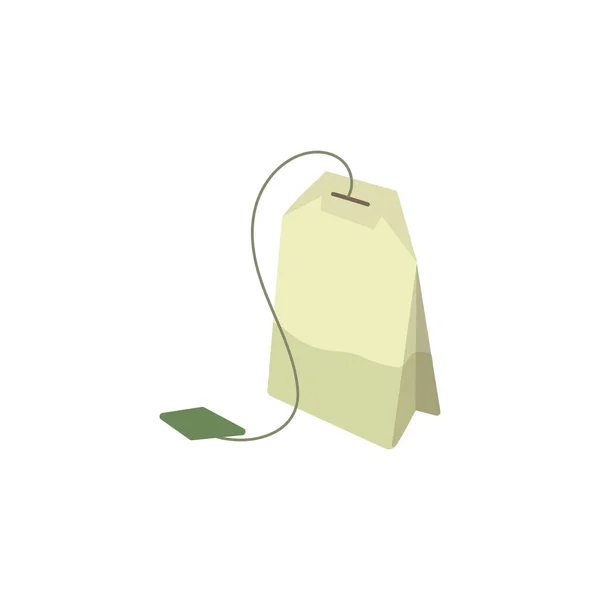 Векторный зеленый чайный пакетик плоская иллюстрация — стоковый вектор