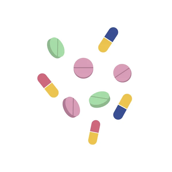 Vector pills and capsules flat set isolated — Stock Vector