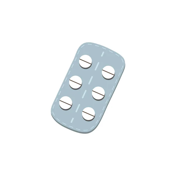 Pillole vettoriali blister piatto illustrazione isolata — Vettoriale Stock