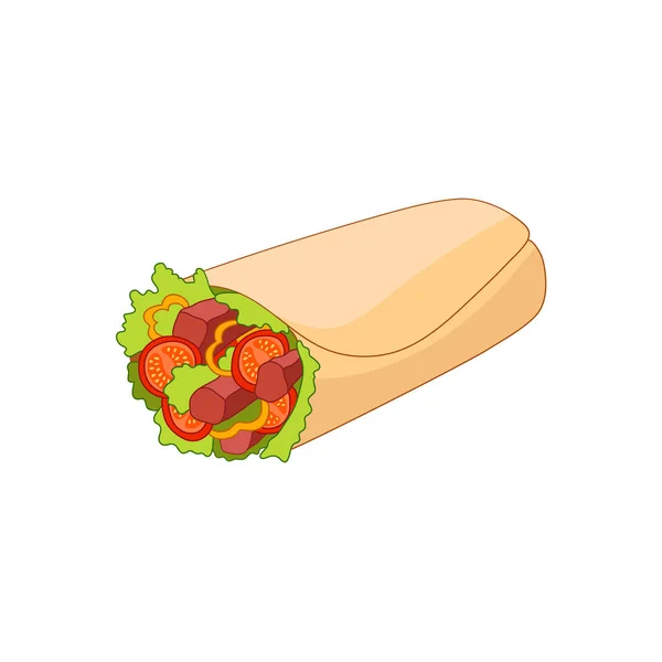 Rouleau de restauration rapide vectoriel, shawarma, illustration taco — Image vectorielle