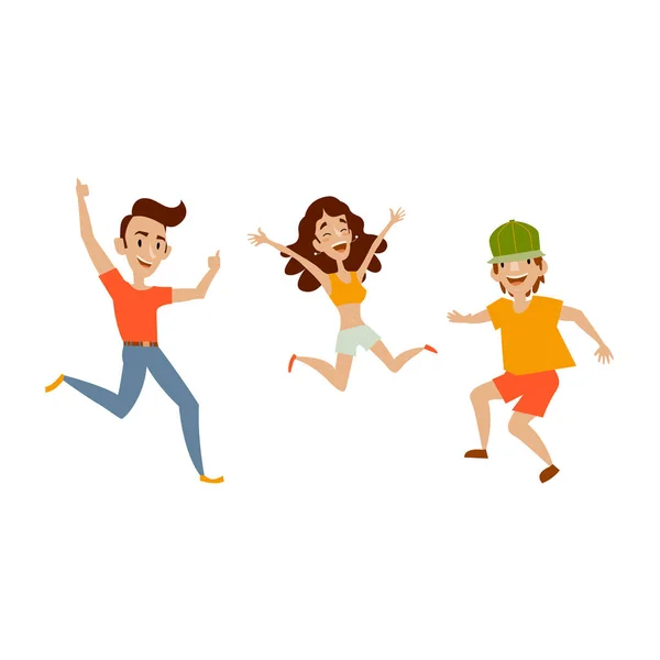 Conjunto vectorial de adolescentes en bailes de ropa casual — Vector de stock