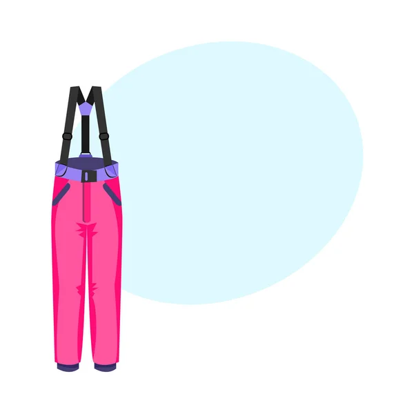 滑雪、 滑雪羽绒裤，冬季运动衣服，平面矢量图 — 图库矢量图片