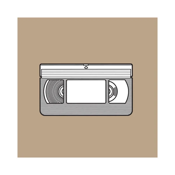 Cassette vidéo, cassette vidéo VHS des années 90, illustration vectorielle isolée — Image vectorielle