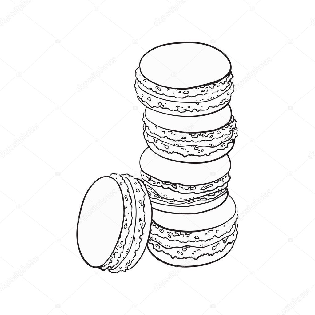 Stack of macarons drawing | Hand drawn stack of colorful macaron