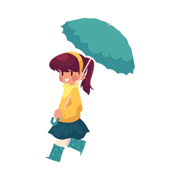 Векторная девушка держит зонтик в руке изолированы — стоковый вектор
