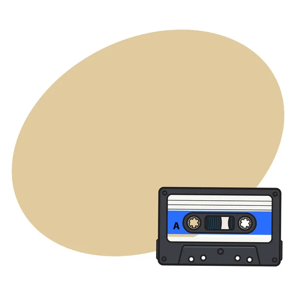 Cassette audio à l'ancienne, bande des années 90, illustration vectorielle isolée — Image vectorielle