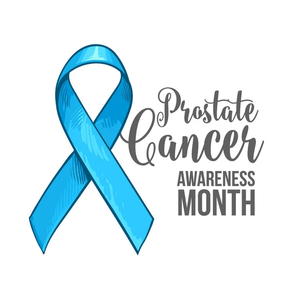 Banner de mes de conciencia de cáncer de próstata, póster, plantilla con cinta azul — Vector de stock