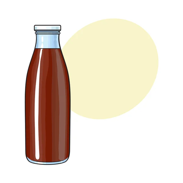 Seitenansicht der Flasche mit Schokoladenmilch, Kakaogetränk — Stockvektor