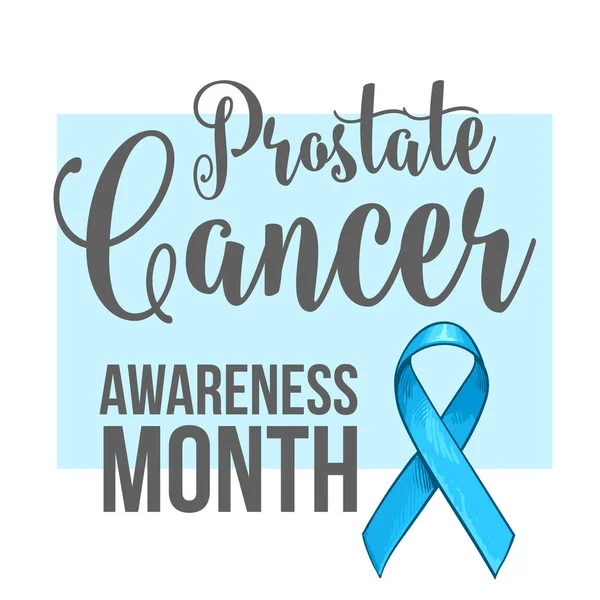 Banner mês consciência do câncer de próstata, cartaz, modelo com fita azul — Vetor de Stock