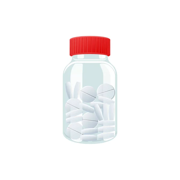 Vektor műanyag átlátszó üveg teljes tabletták — Stock Vector