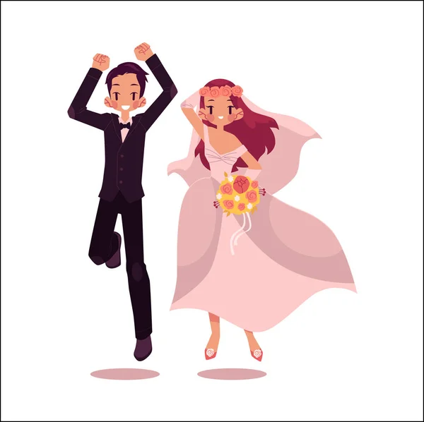 Vector novio y novia bailando aislado — Vector de stock